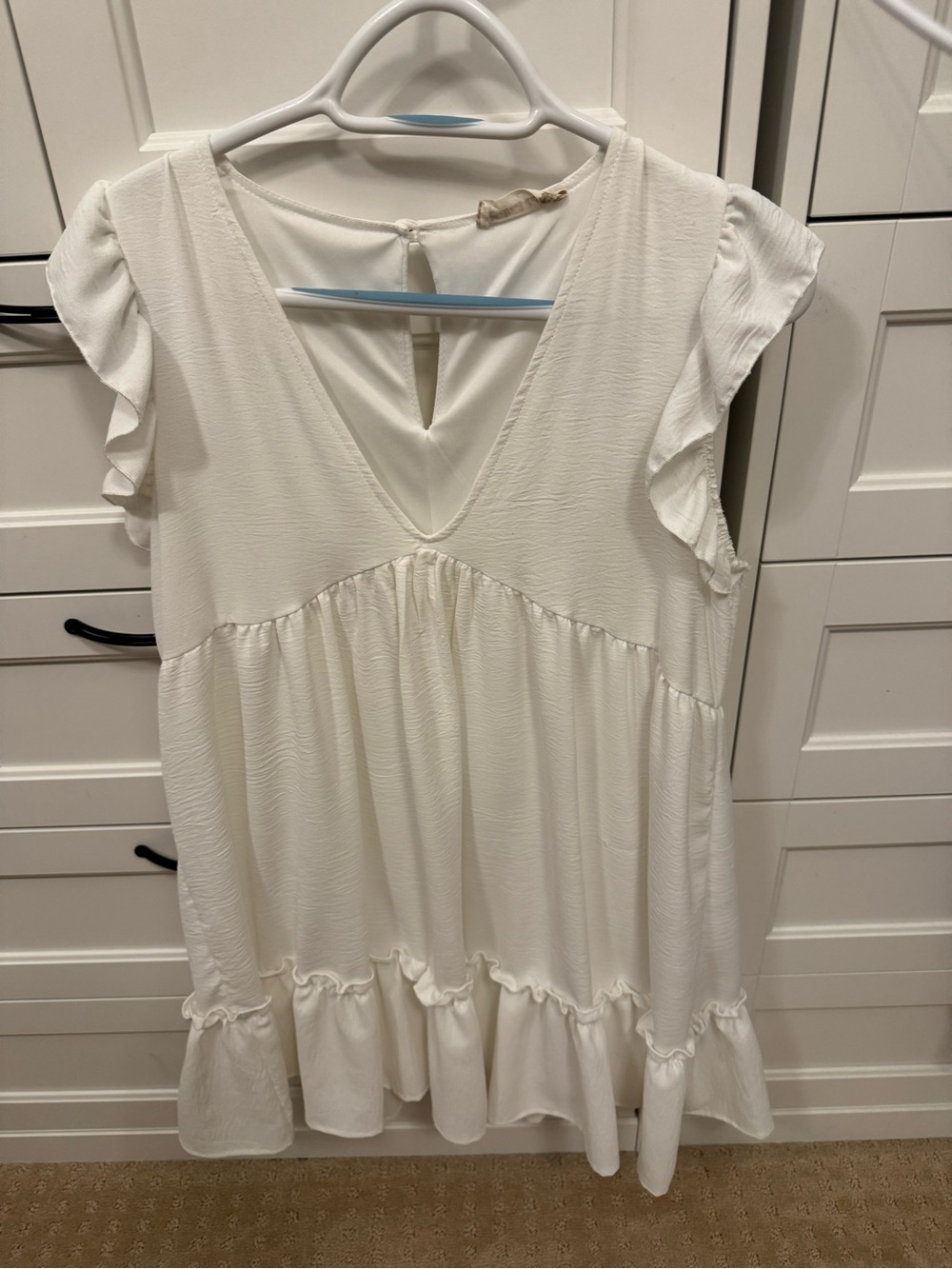 Altar'd State White Ruffle Sleeve Tiered Dress-size small